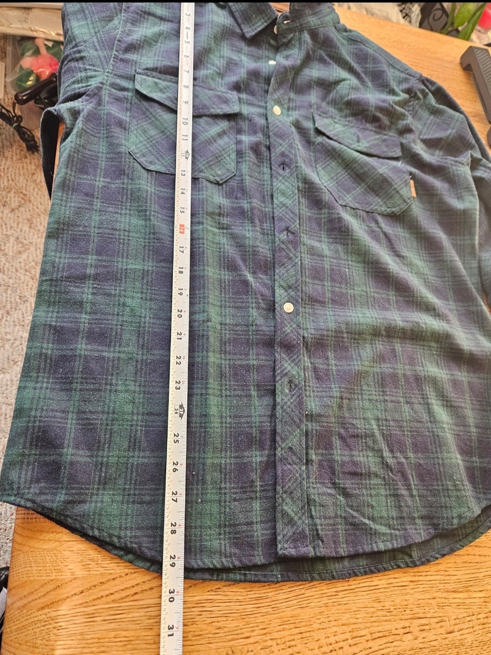 SPEEDRun Men's Green & Navy Plaid Button-Up Long Sleeve Shirt Size M